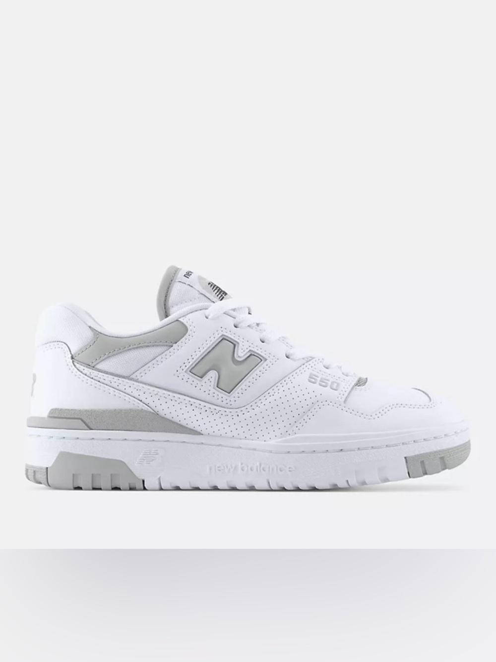 New Balance White & Light Gray 550 Low-Top Sneaker Womens